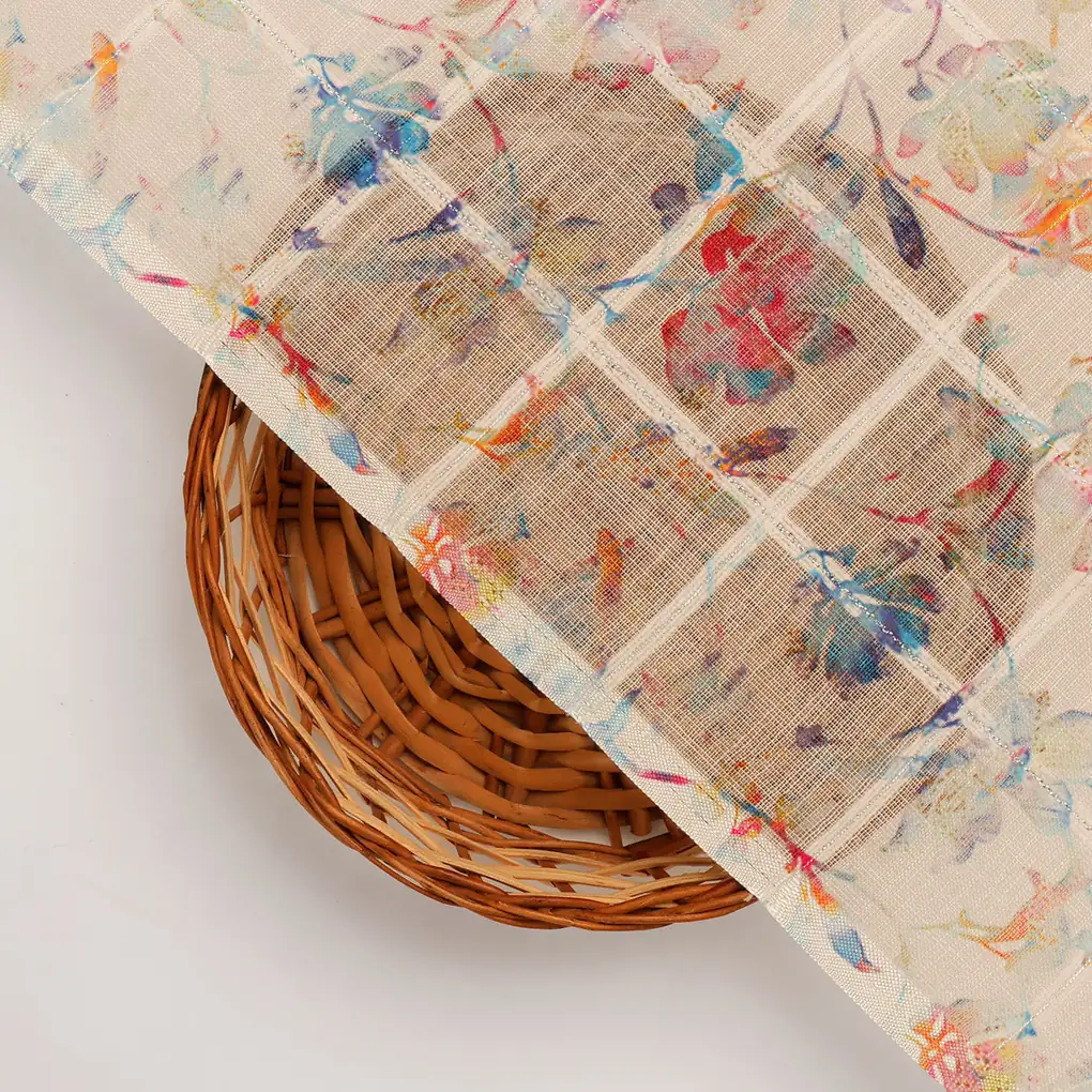 FAB VOGUE Studio Digital Printed Linen Look Polyester Fabric - Floral Pattern - Image 2