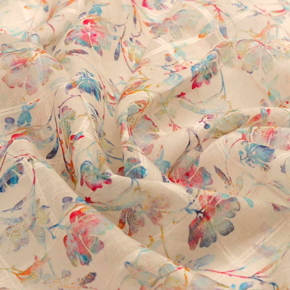 FAB VOGUE Studio Digital Printed Linen Look Polyester Fabric - Floral Pattern - Image 3