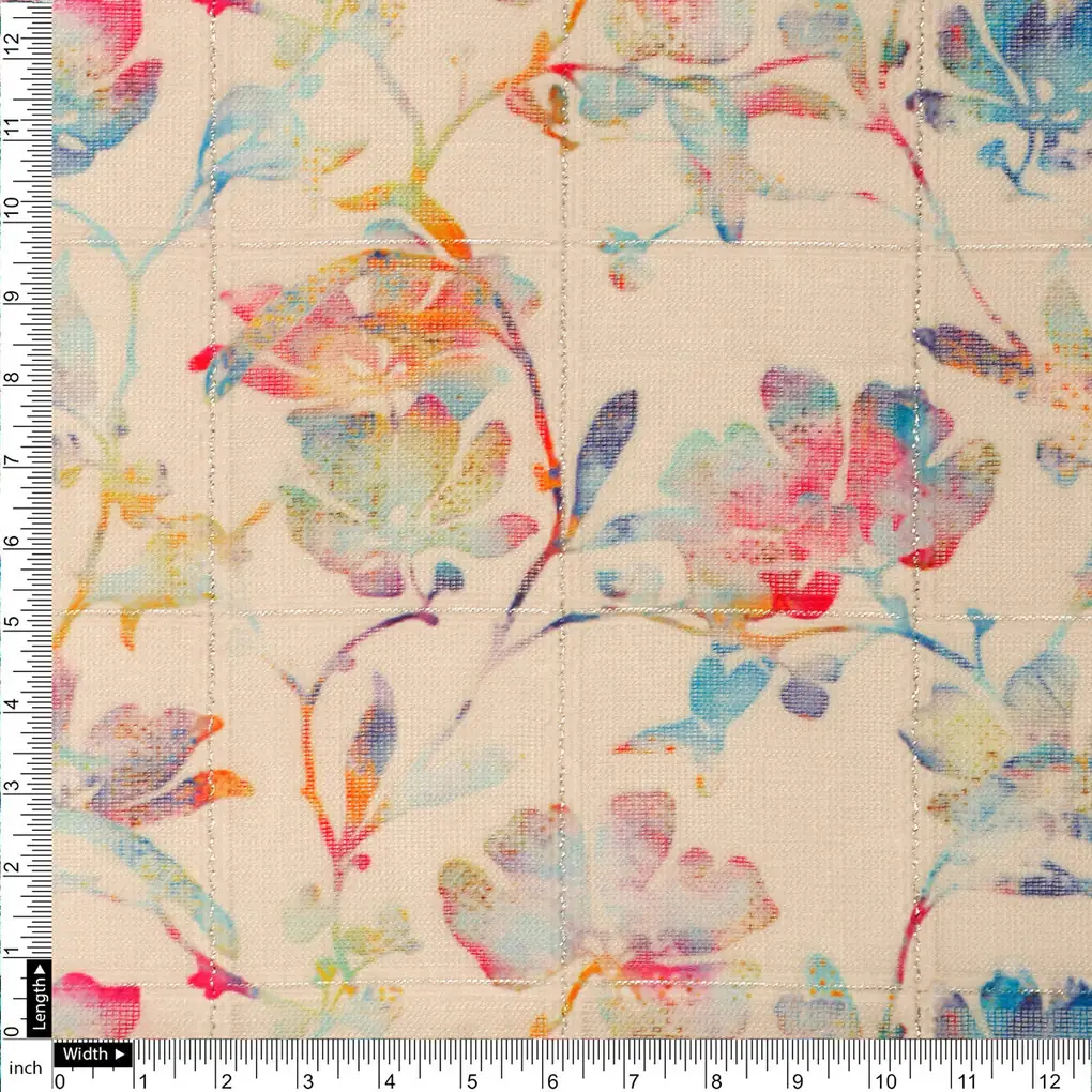 FAB VOGUE Studio Digital Printed Linen Look Polyester Fabric - Floral Pattern - Image 4