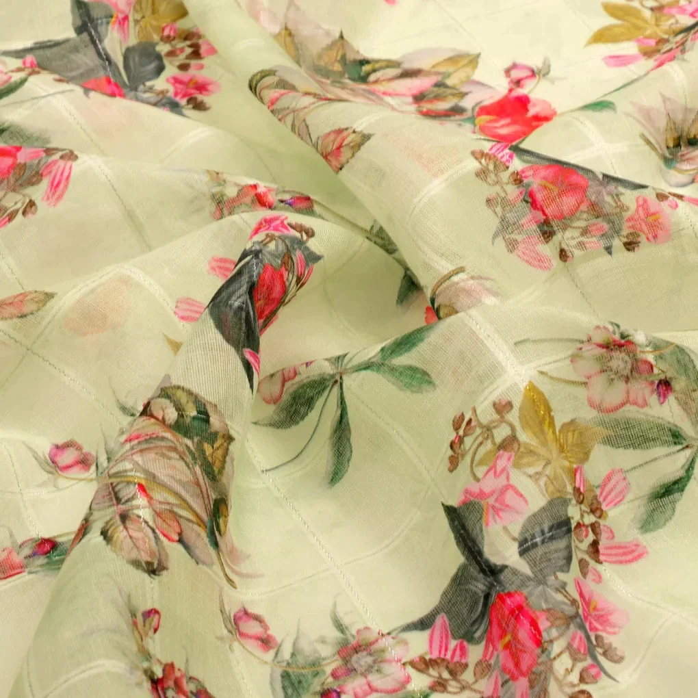 FAB VOGUE Studio Digital Printed Linen Look Polyester Fabric - Floral - Image 3