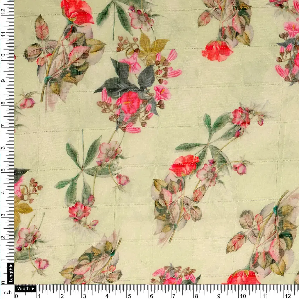 FAB VOGUE Studio Digital Printed Linen Look Polyester Fabric - Floral - Image 4