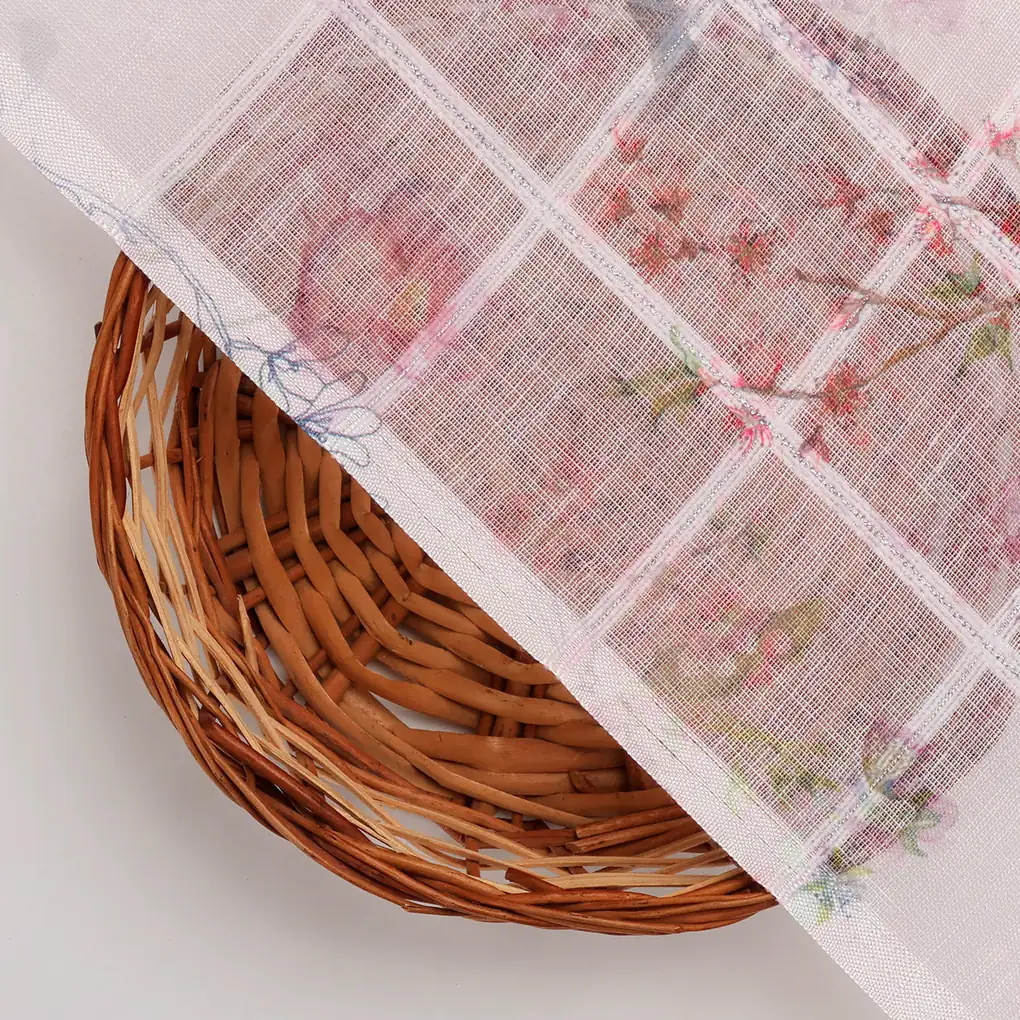 FAB VOGUE Studio Digital Printed Linen Look Polyester Fabric - Pink Floral - Image 2