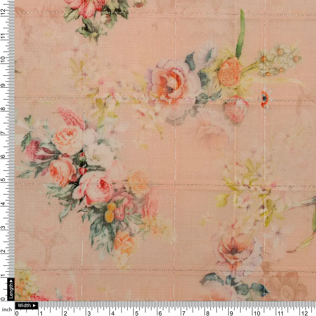 FAB VOGUE Studio Digital Printed Peach Floral Linen Fabric - Perfect for Dresses, Tops, and More! - Image 4