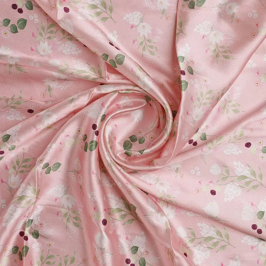 Disty Print On Peach Digital Printed Fabric - Japan Satin - Image 2