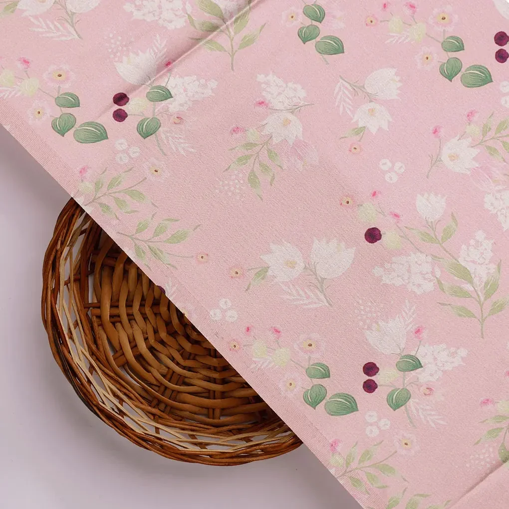 Disty Print On Peach Digital Printed Fabric - Japan Satin - Image 3