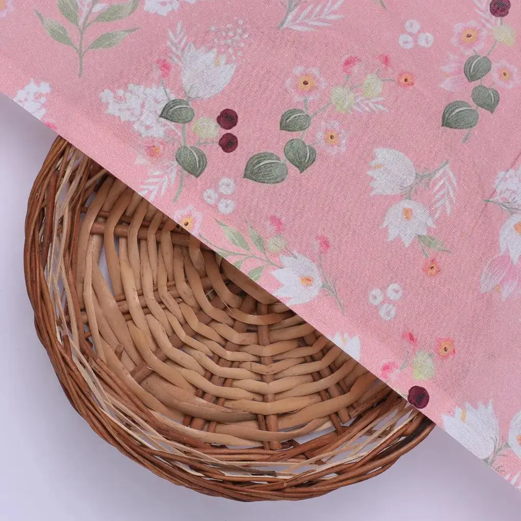 Disty Print On Peach Digital Printed Fabric - Pure Cotton - Image 2