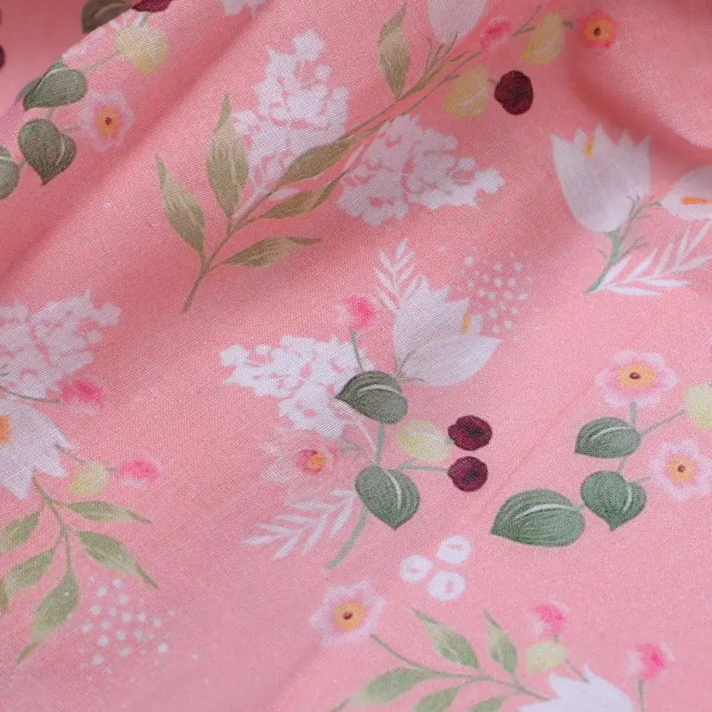 Disty Print On Peach Digital Printed Fabric - Pure Cotton - Image 3