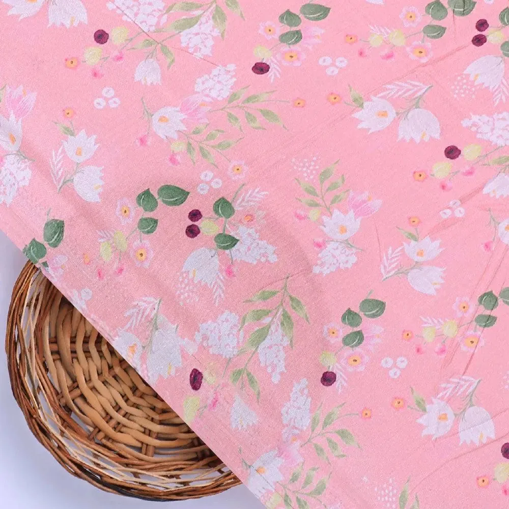 Disty Print On Peach Digital Printed Fabric - Pure Muslin - Image 2