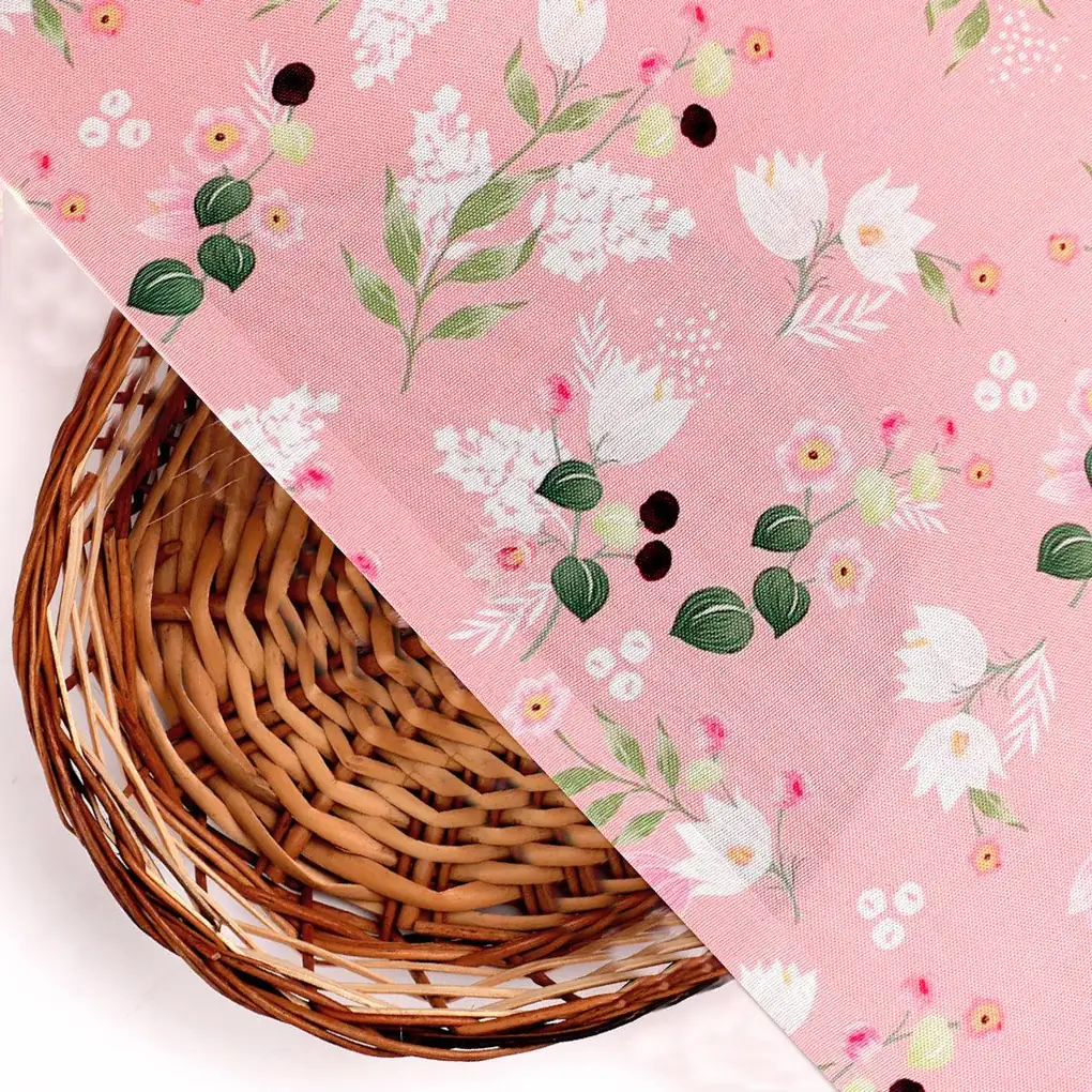 Disty Print On Peach Digital Printed Fabric - Rayon - Image 2