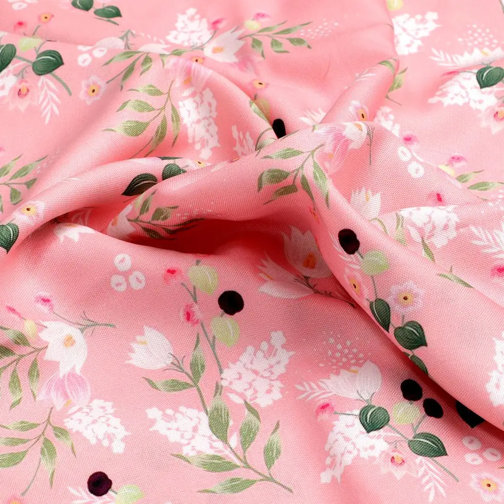 Disty Print On Peach Digital Printed Fabric - Rayon - Image 3