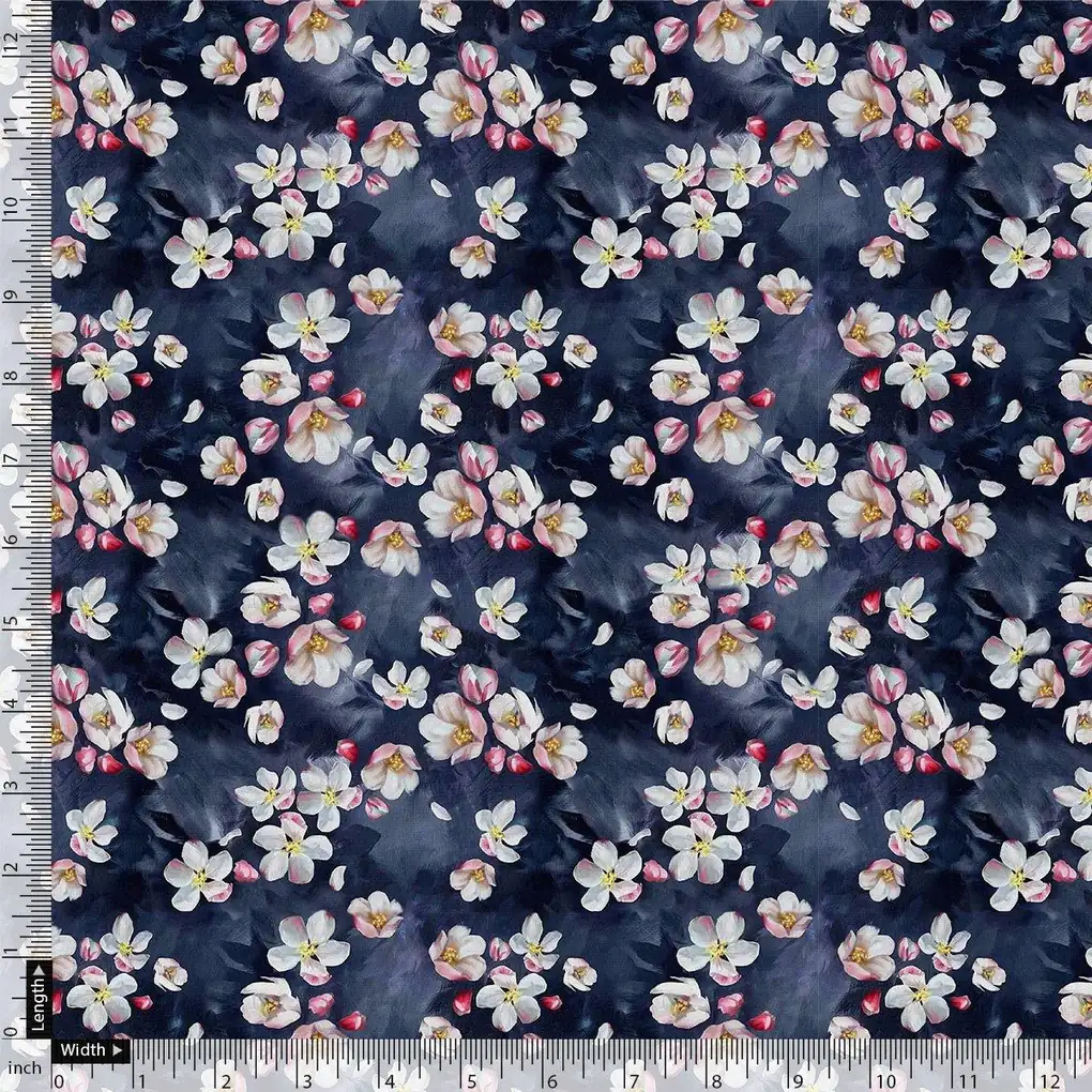 Ditsy Pink Water Paint Florish Flower Digital Printed Fabric - Image 4