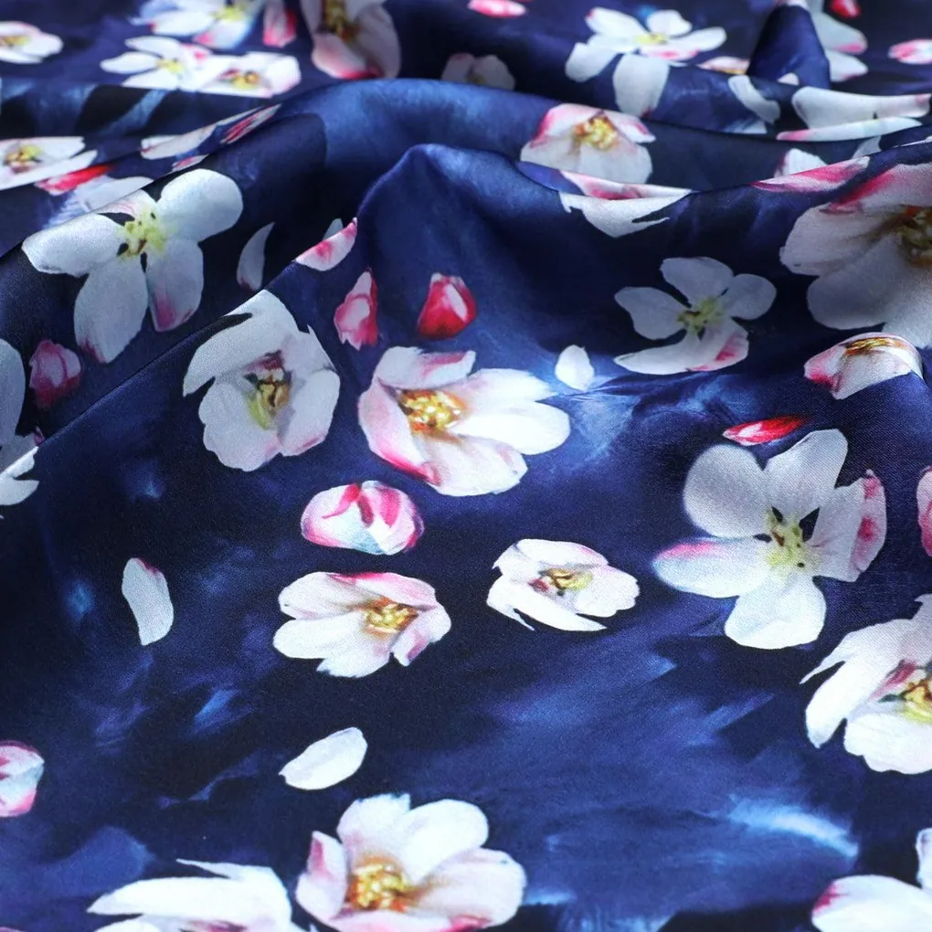 Ditsy Pink Water Paint Florish Flower Digital Printed Fabric - Japan Satin - Image 3