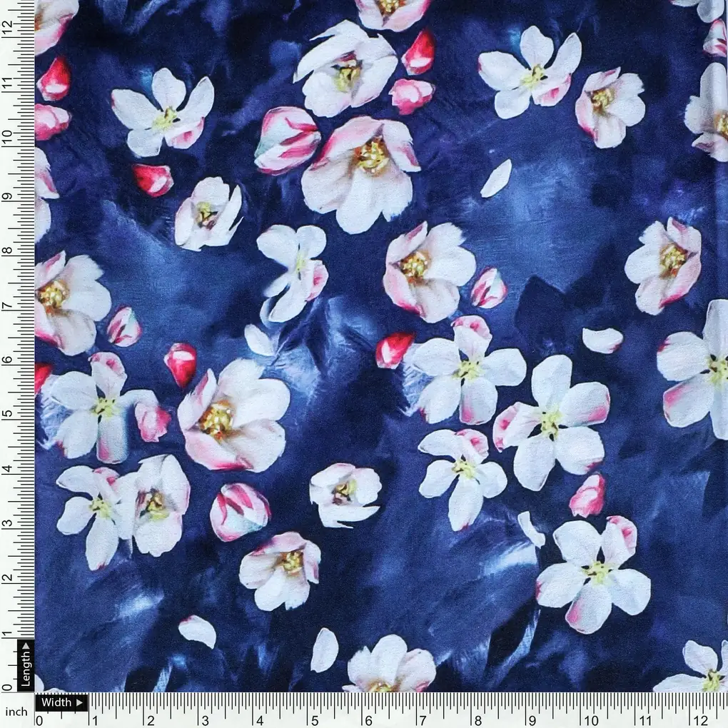 Ditsy Pink Water Paint Florish Flower Digital Printed Fabric - Japan Satin - Image 4