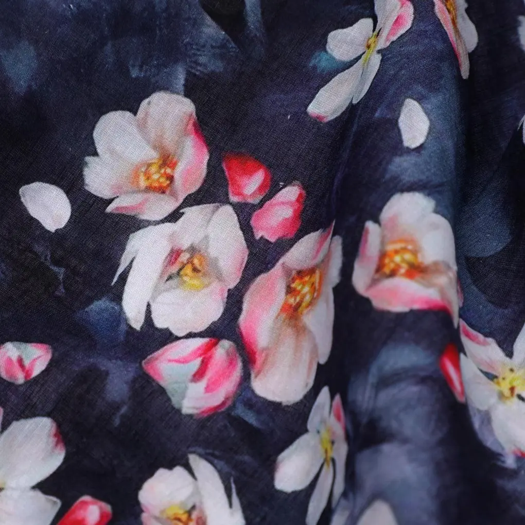Ditsy Pink Water Paint Florish Flower Digital Printed Fabric - Pure Cotton - Image 3