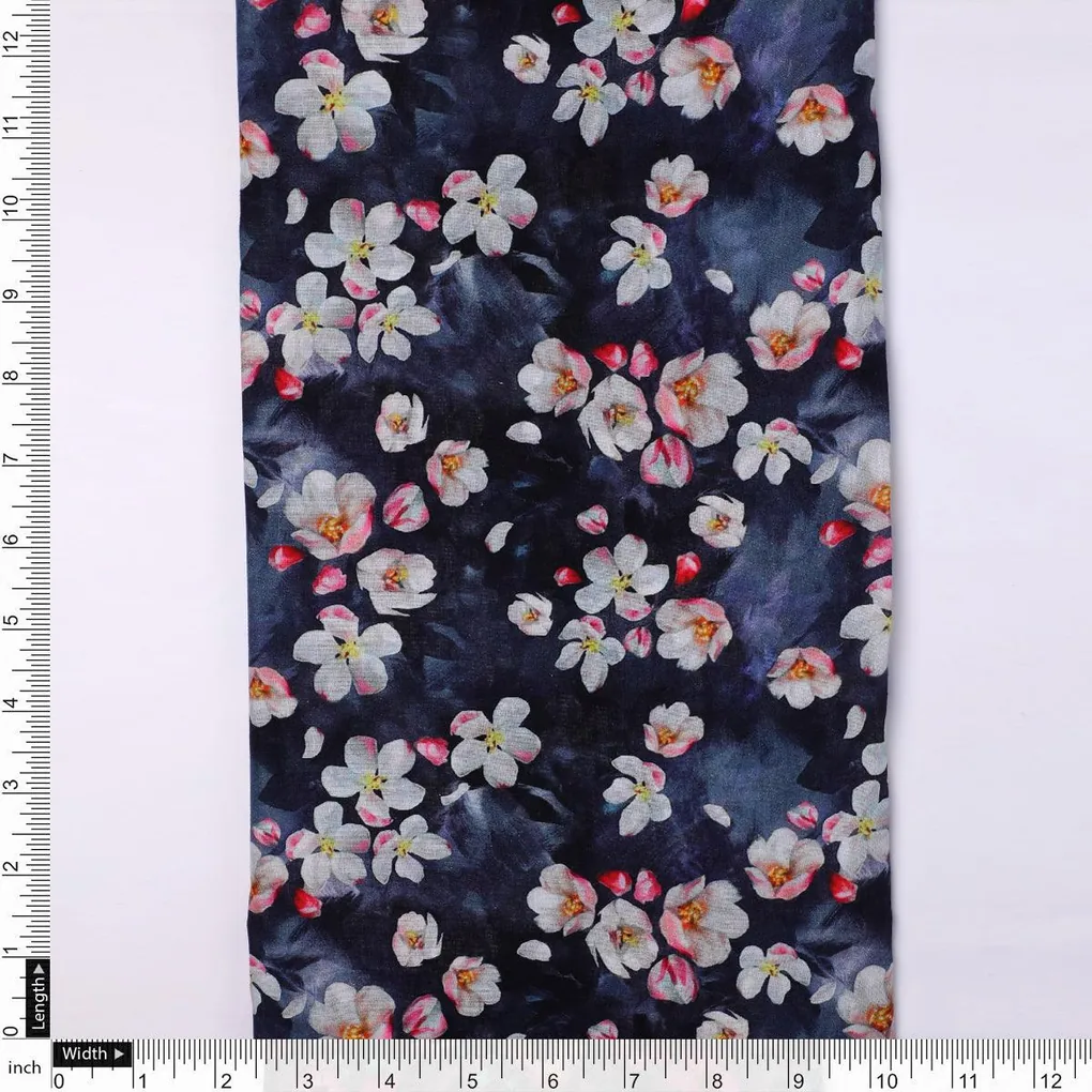 Ditsy Pink Water Paint Florish Flower Digital Printed Fabric - Pure Cotton - Image 4