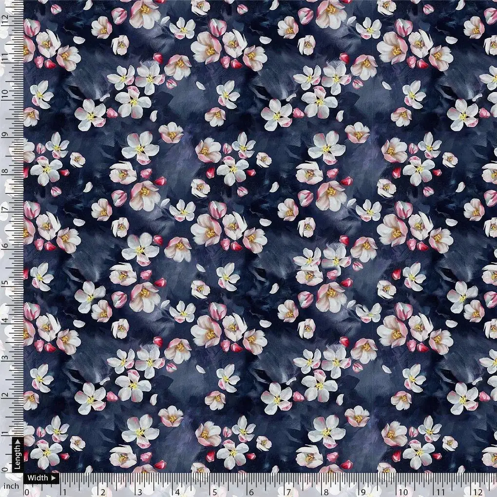Ditsy Pink Water Paint Florish Flower Digital Printed Fabric - Rayon - Image 4