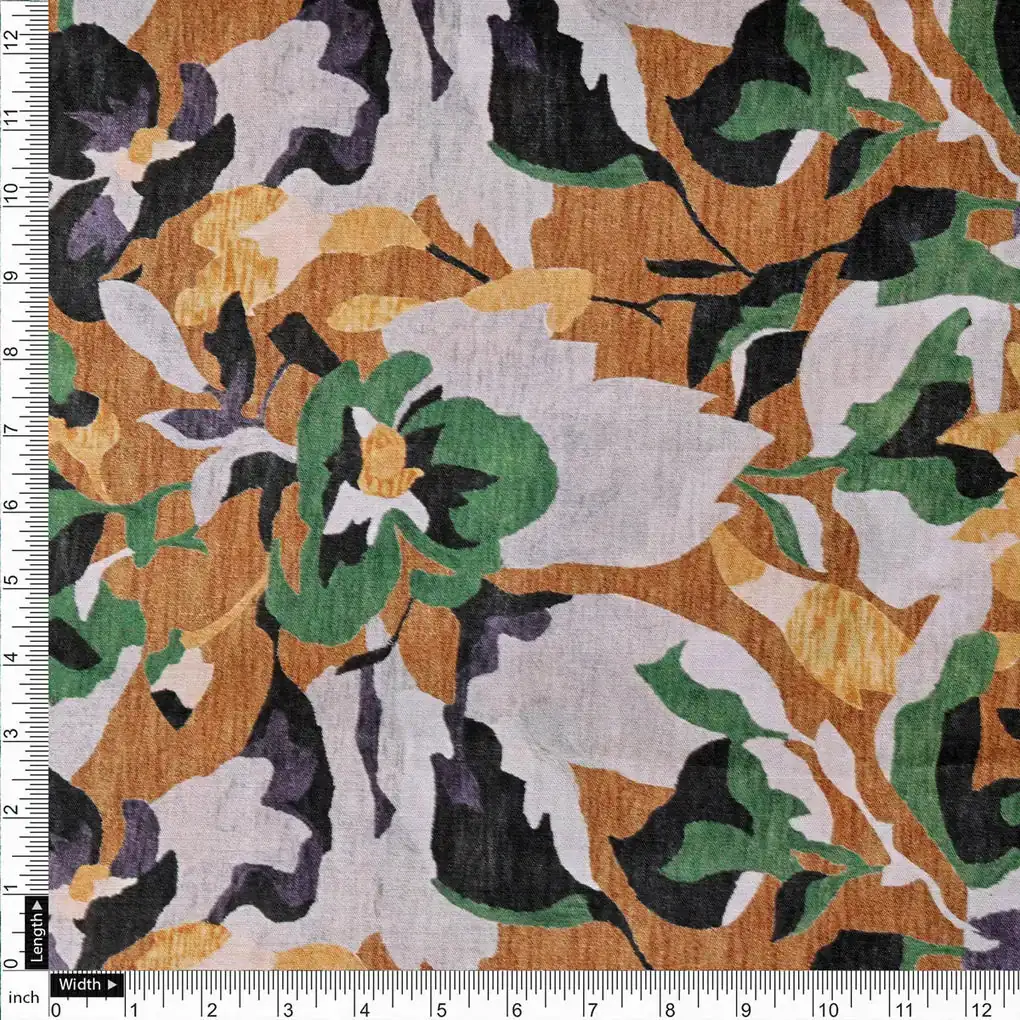 Dola Silk Floral Print Fabric - Image 4