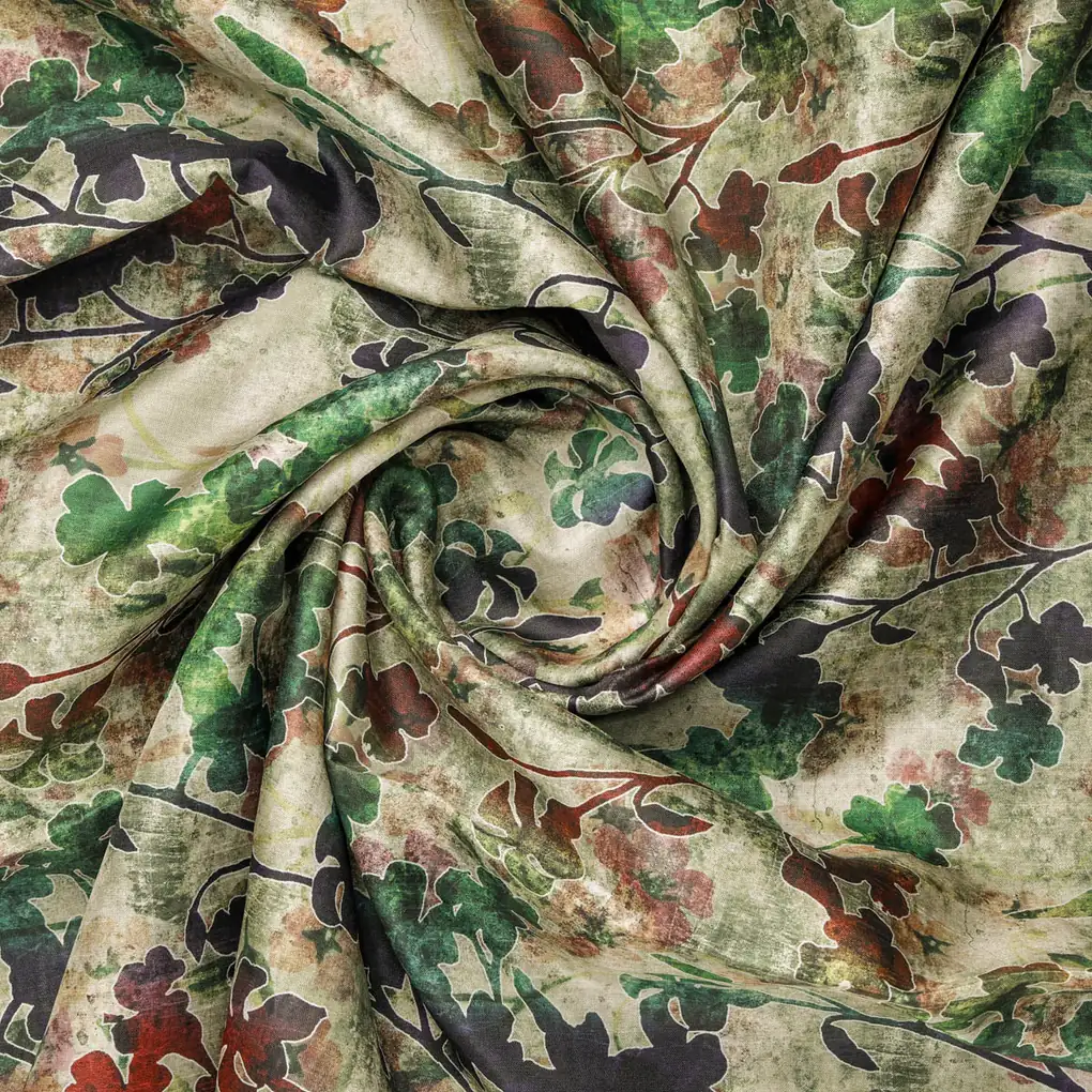 Dola Silk Floral Printed Fabric - Image 2