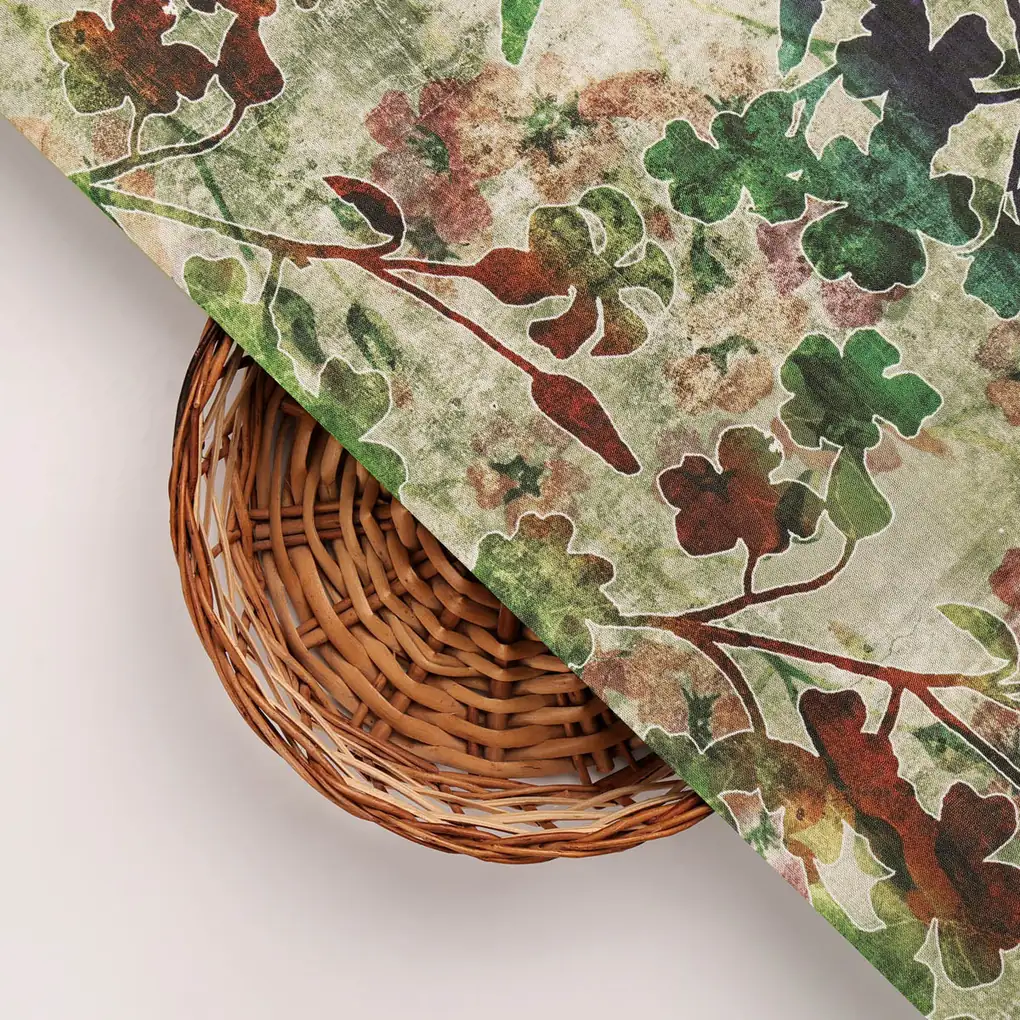 Dola Silk Floral Printed Fabric - Image 3