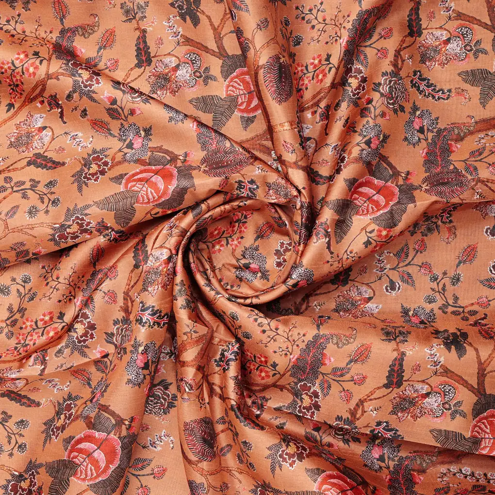Dola Silk Floral Printed Fabric - Image 2