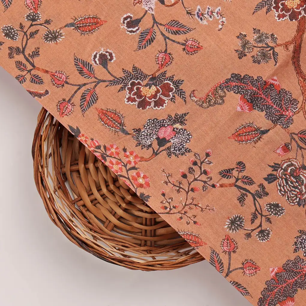 Dola Silk Floral Printed Fabric - Image 3