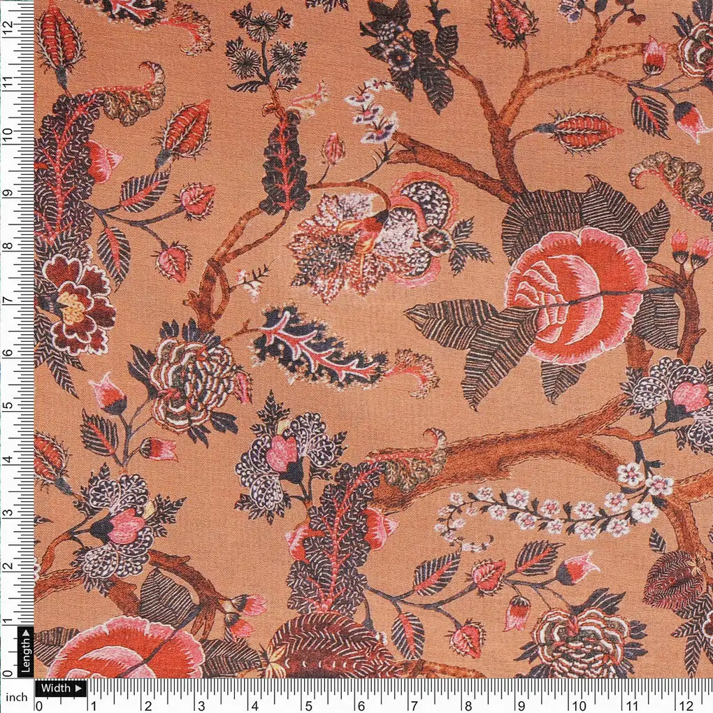 Dola Silk Floral Printed Fabric - Image 4