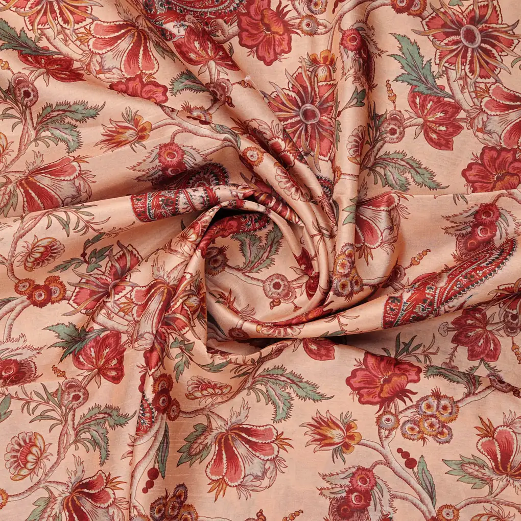 Dola Silk Floral Printed Fabric - Image 2