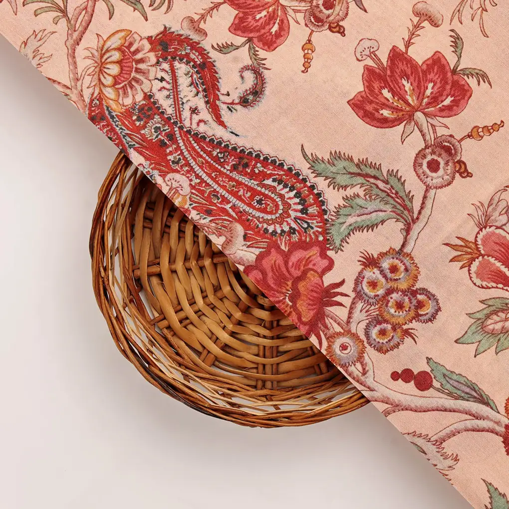 Dola Silk Floral Printed Fabric - Image 3