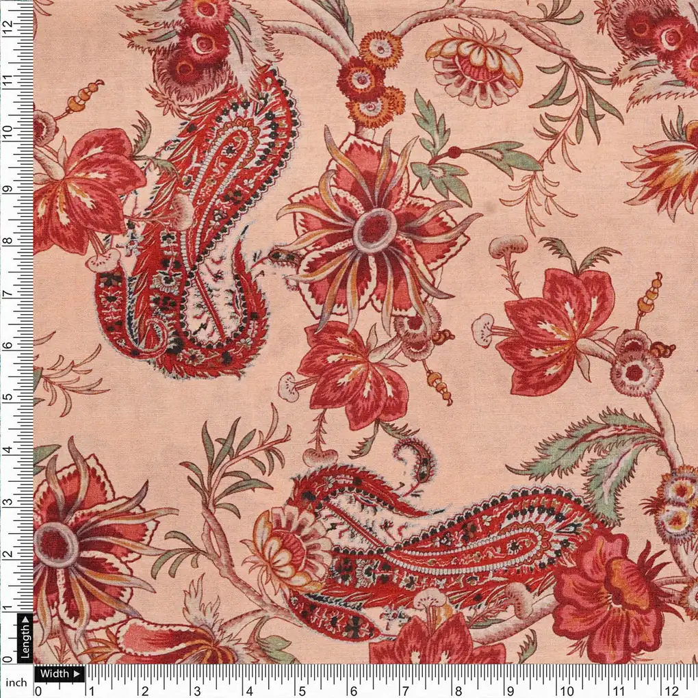 Dola Silk Floral Printed Fabric - Image 4