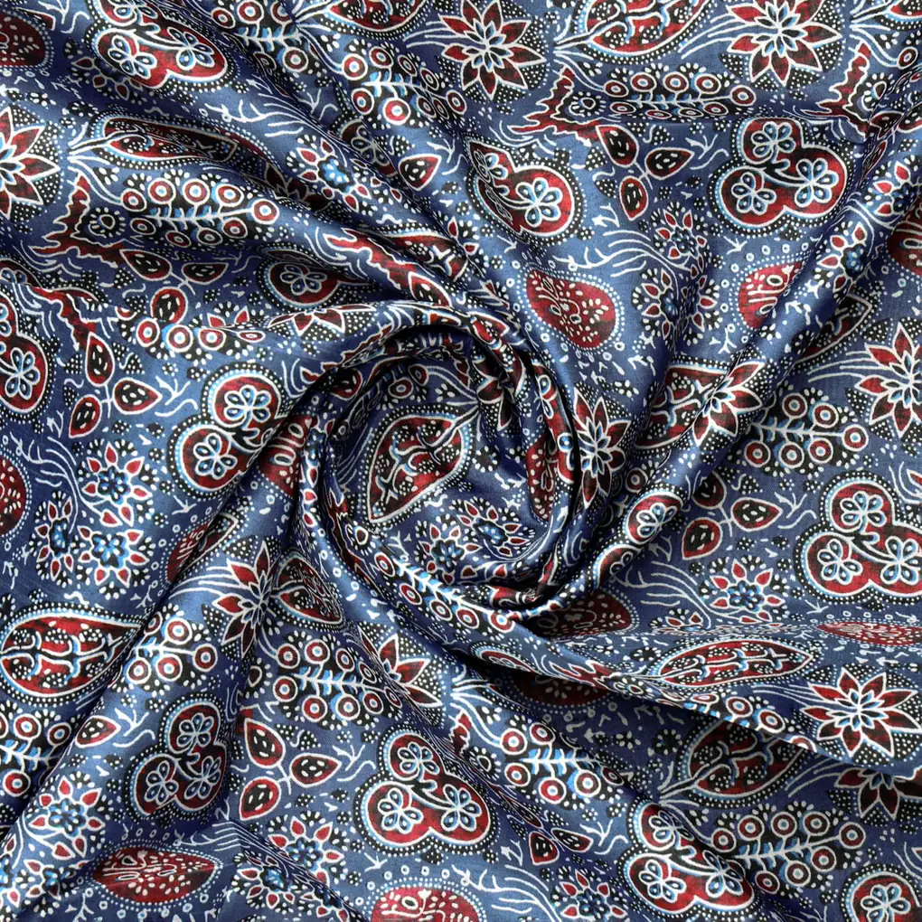 Dola Silk Ajrakh Printed Fabric - Image 2