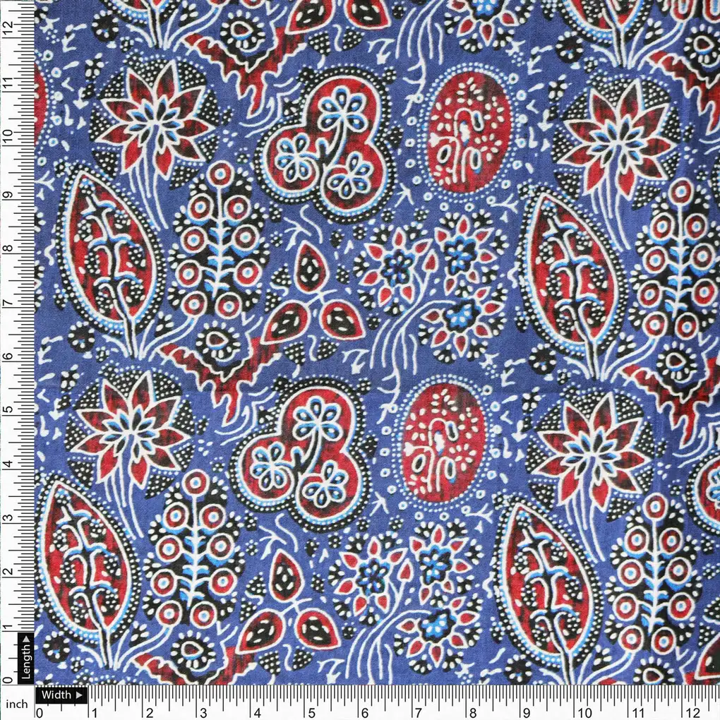 Dola Silk Ajrakh Printed Fabric - Image 4