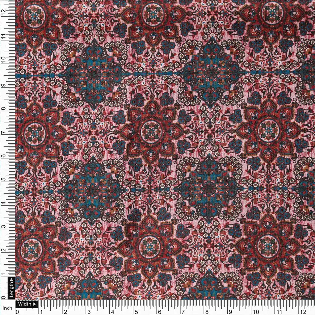 Dola Silk Pink Floral Printed Fabric - Image 4