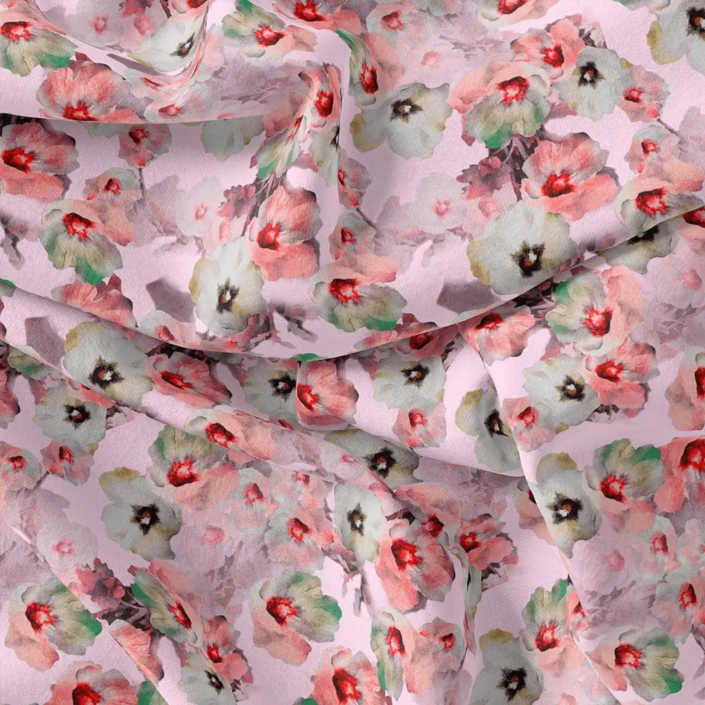 Dolomite Crystal Flower Japan Satin Printed Fabric - Image 4
