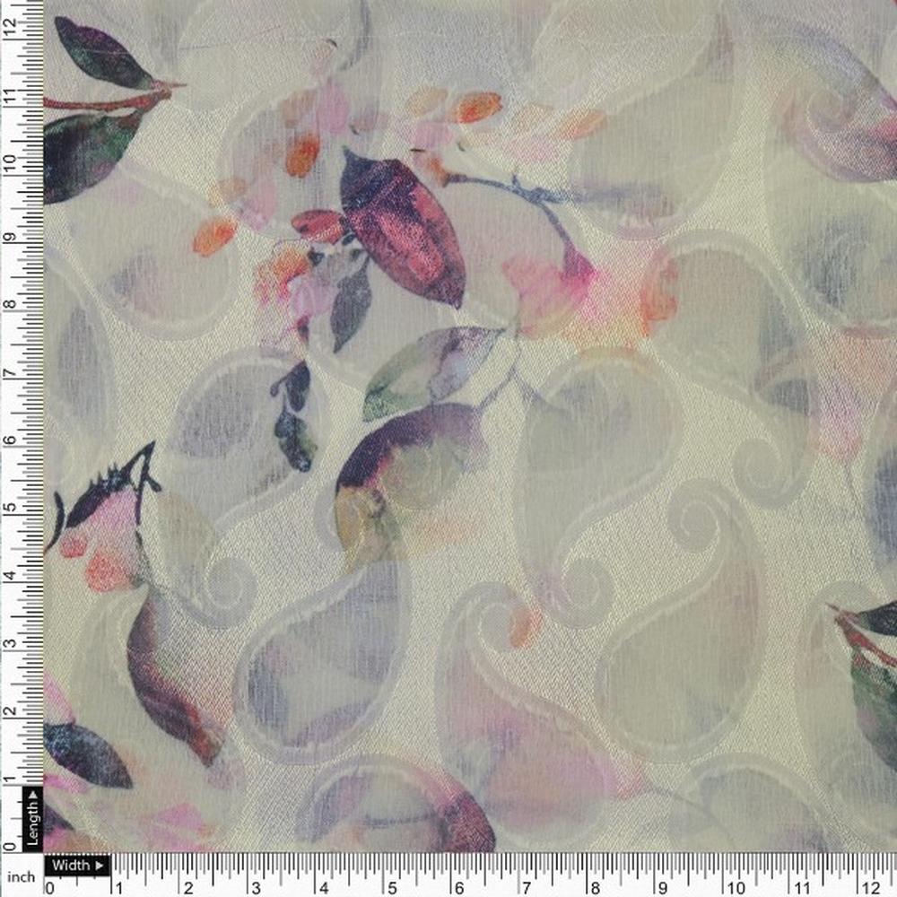 Dreamy Watercolour Floral on Cream Paisley Brasso Fabric - Image 4