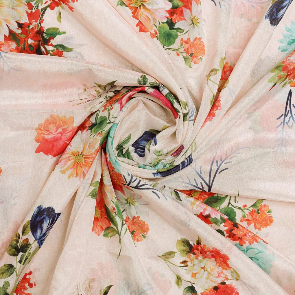 Elegant Floral Watercolour Print Chinon Fabric for Kurtas - Image 3