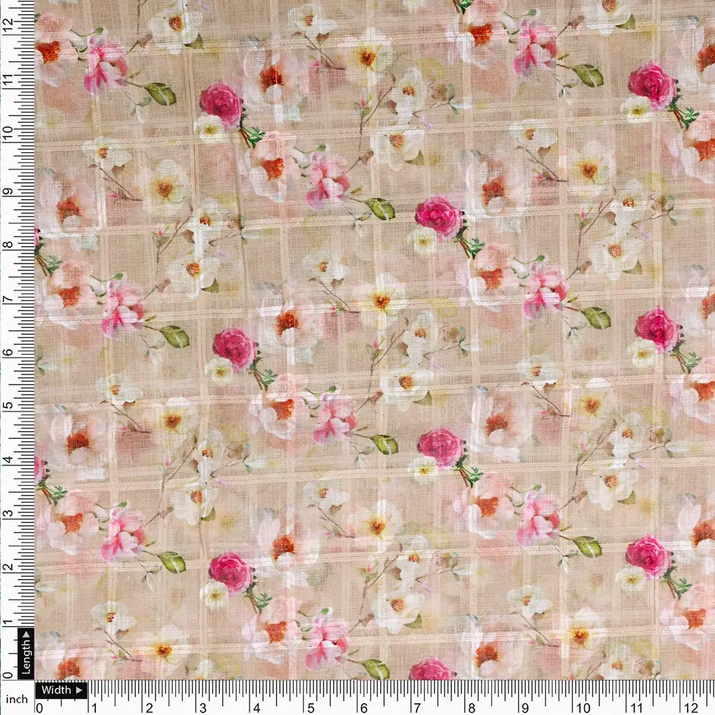 Elegant Linen Decorative Tiny Flower Print Fabric - Image 4
