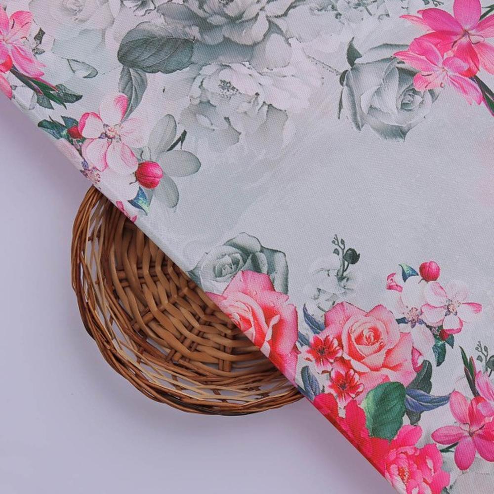 Elegant Pink Rose Floral Print on Soft Rayon Fabric - Image 2