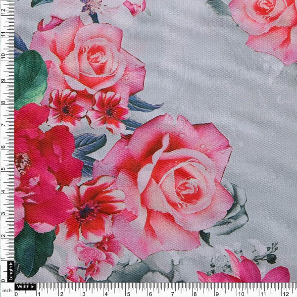 Elegant Pink Rose Floral Print on Soft Rayon Fabric - Image 4