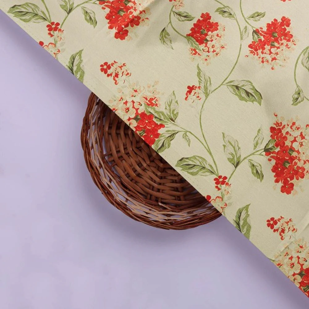Elegant Red Hydrangea Floral Printed Japan Satin Fabric - Image 2