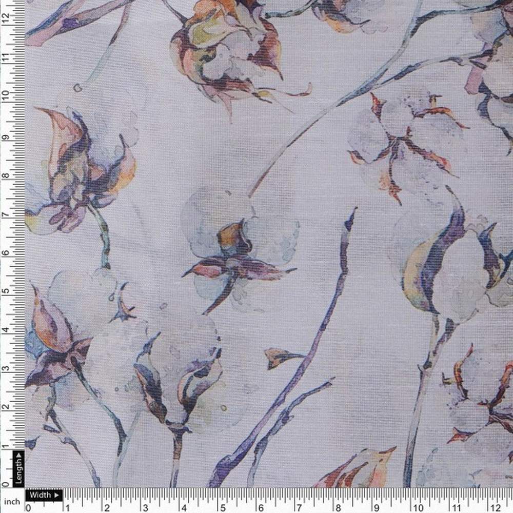 Elegant Watercolour Cotton Print Tusser Silk Fabric - Image 4