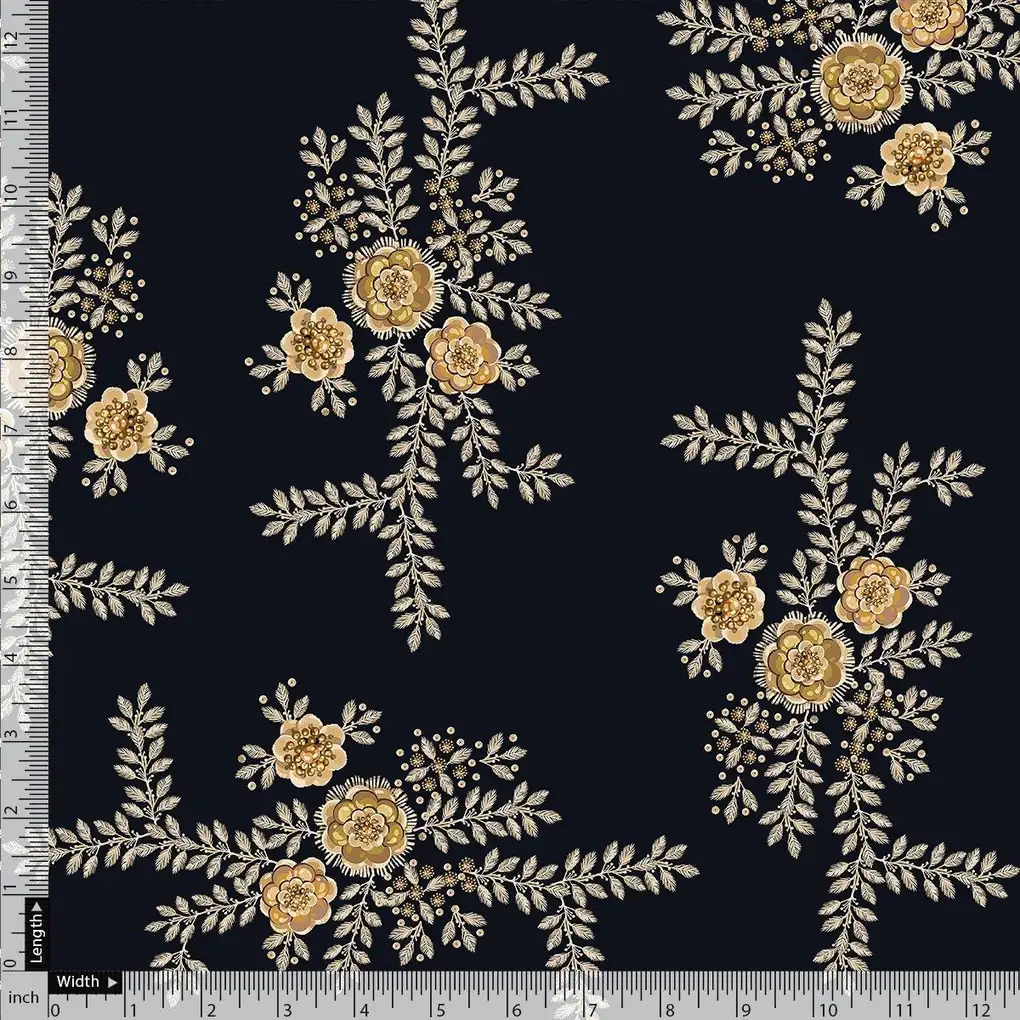 Embroidery Flower And Buds Digital Printed Fabric - Image 4