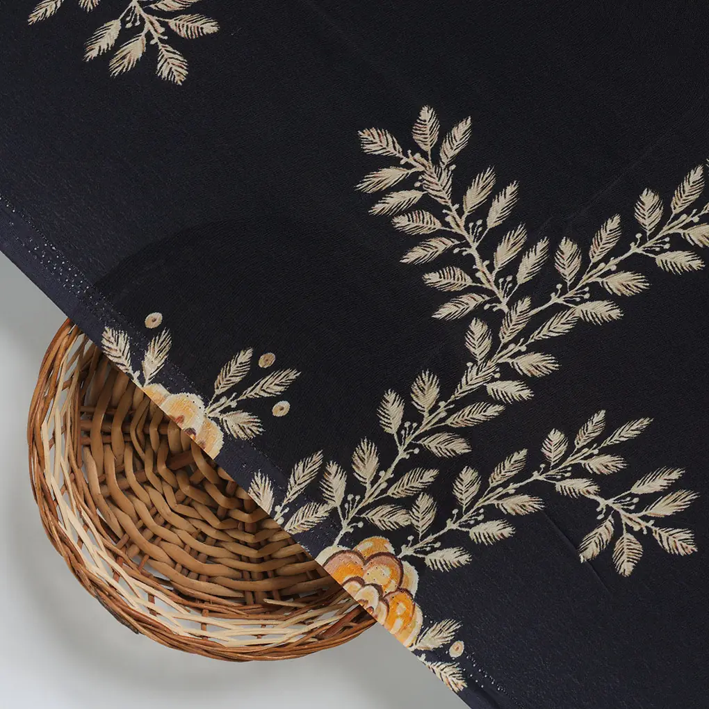 Flower And Buds Digital Printed Fabric - Natural Crepe - Image 3