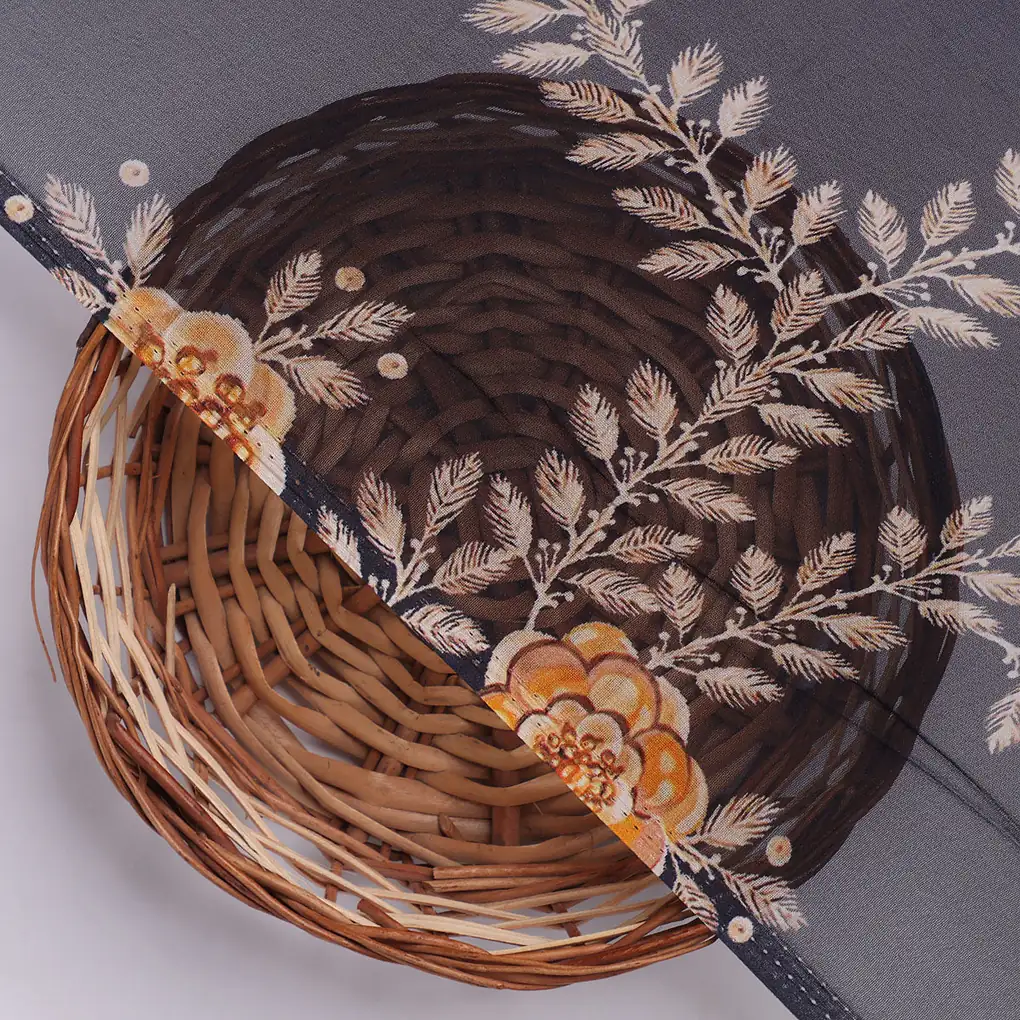 Embroidery Flower And Buds Digital Printed Fabric - Pure Georgette - Image 3