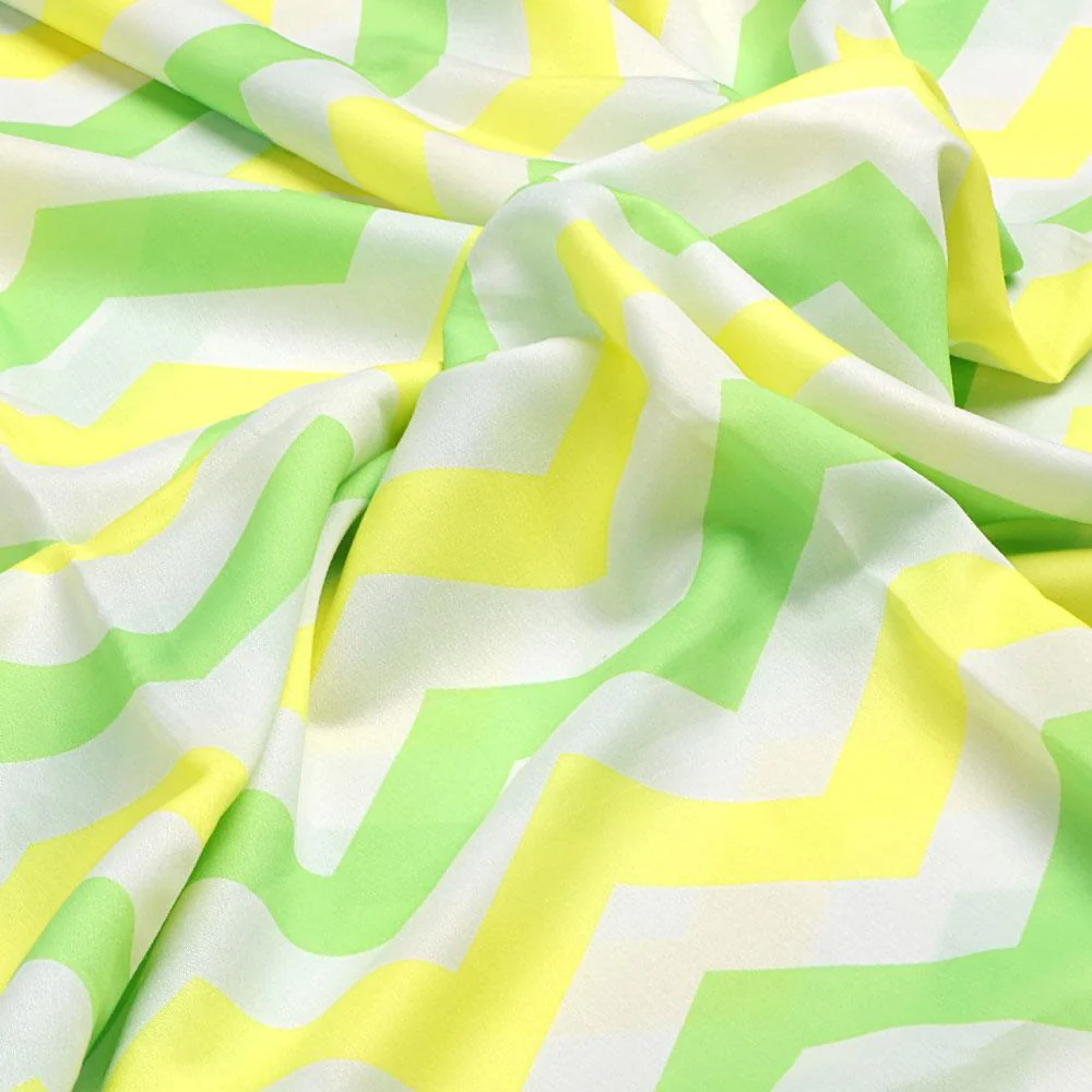 Endless Zigzag Pattern Digital Printed Fabric - Kora Silk - Image 3