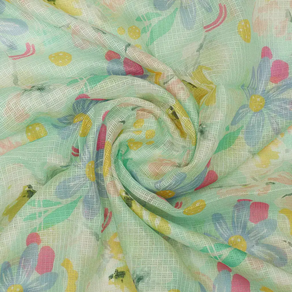 Eye-Catching Floral Kota Doria Digital Printed Fabric for Classy Outfit - Image 3