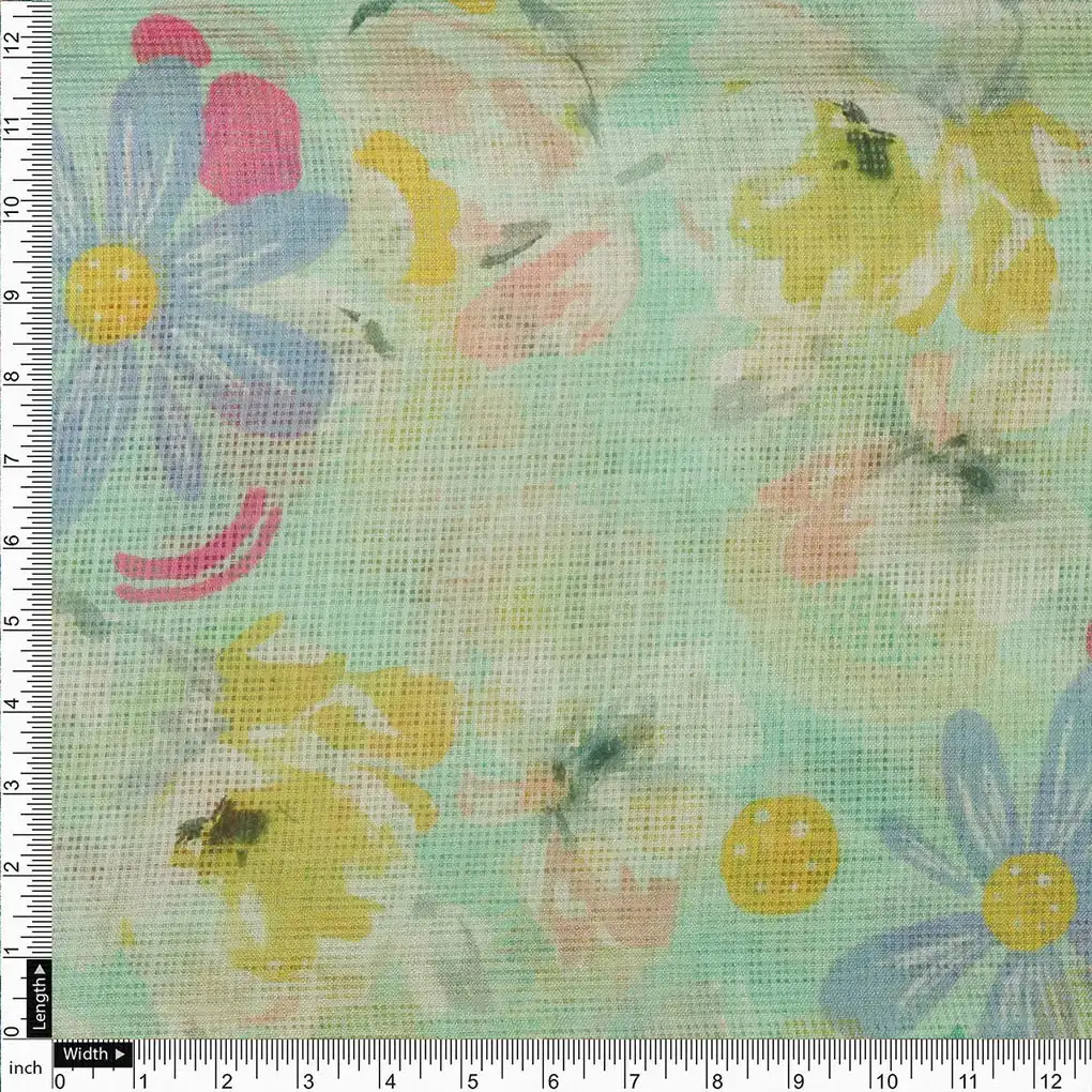 Eye-Catching Floral Kota Doria Digital Printed Fabric for Classy Outfit - Image 4
