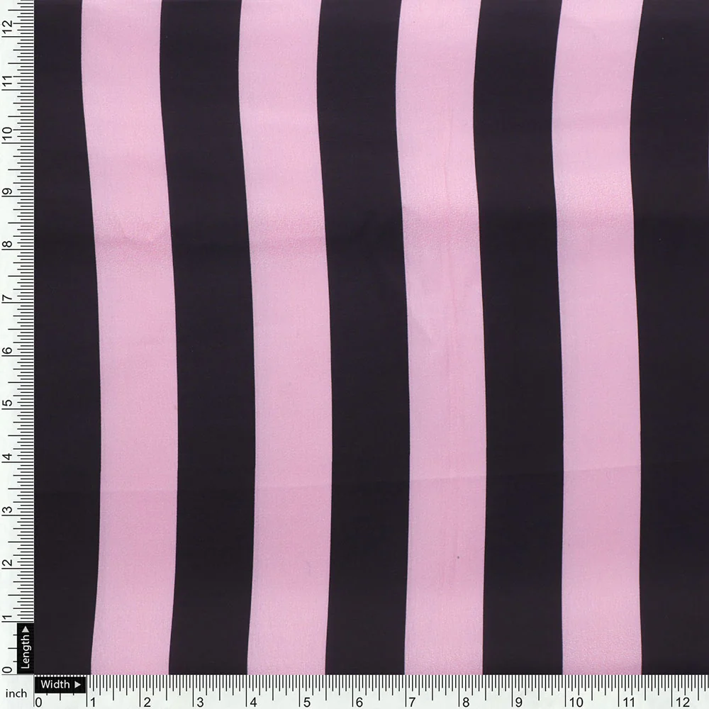Black and Pink Striped Digital Printed Fabric - Image 4