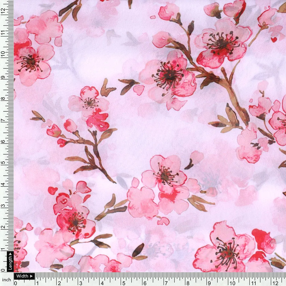 FAB VOGUE Studio - Classy White Georgette Digital Printed Ditsy Fabric - Image 4