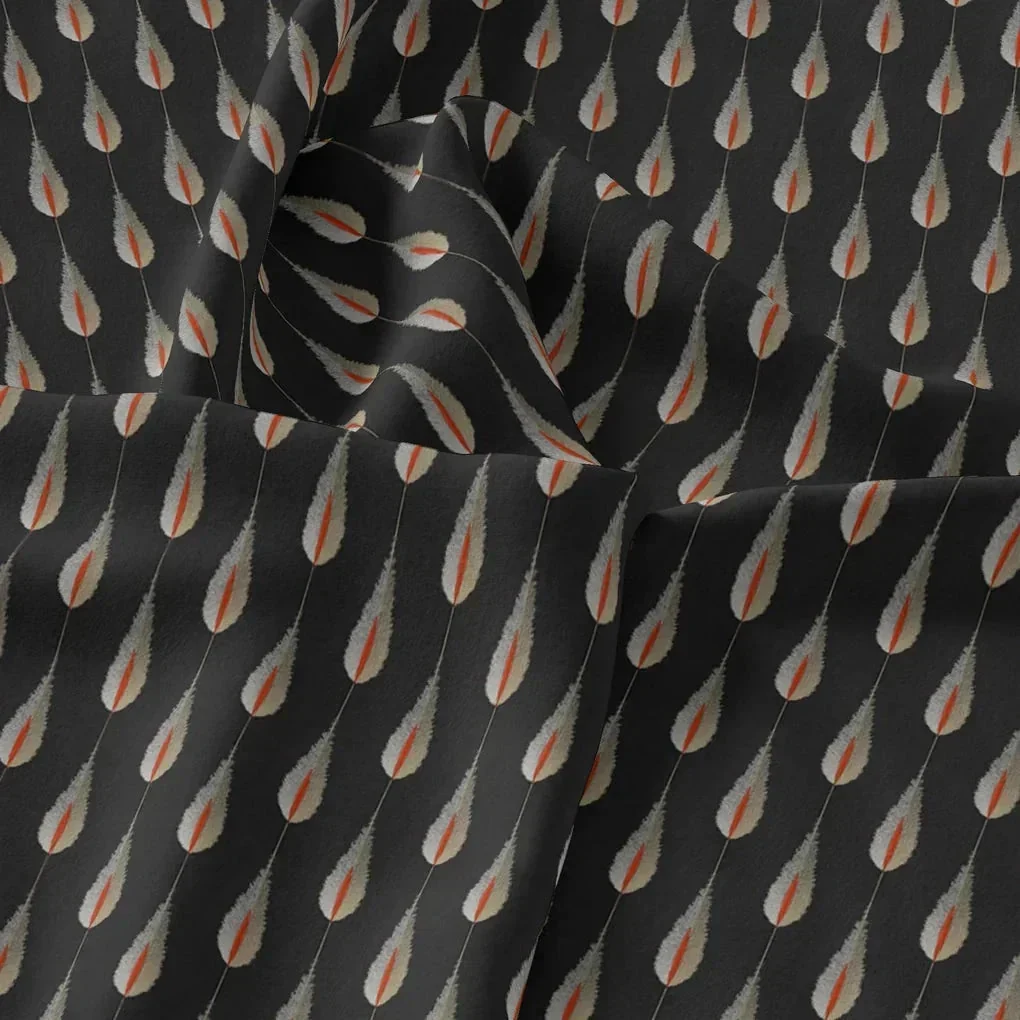 Feather Stripes Digital Printed Fabric - Tusser Silk - Image 3