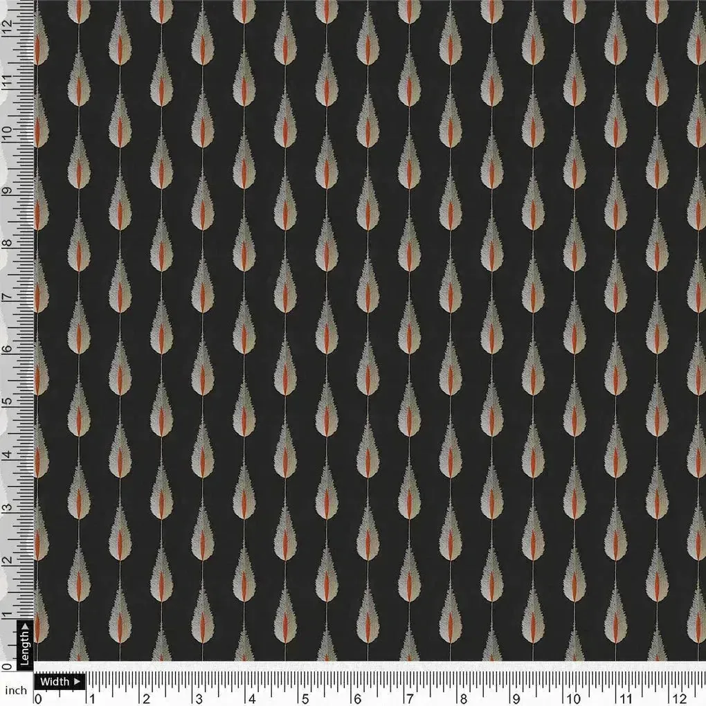 Feather Stripes Digital Printed Fabric - Tusser Silk - Image 4